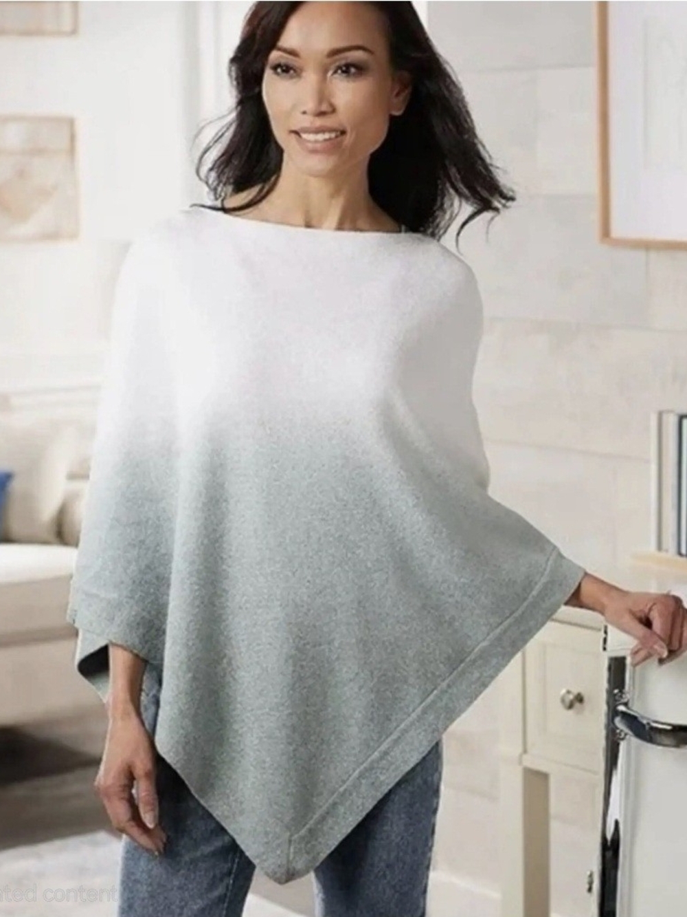 Barefoot Dreams CozyChic Ultra Lite Ocean Breeze Poncho Ombre Waterfall O/S
